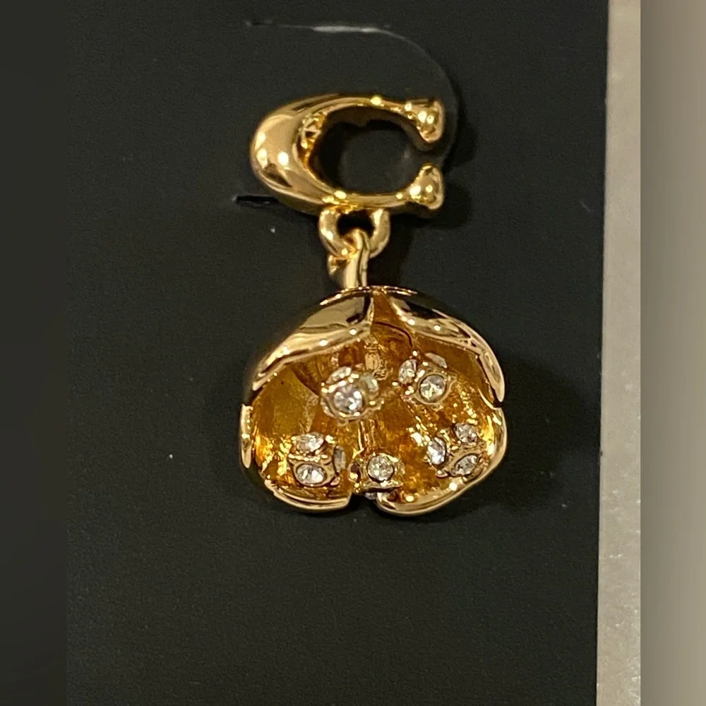 COACH Floral Drop Earrings, NWT - Picture 5 of 8